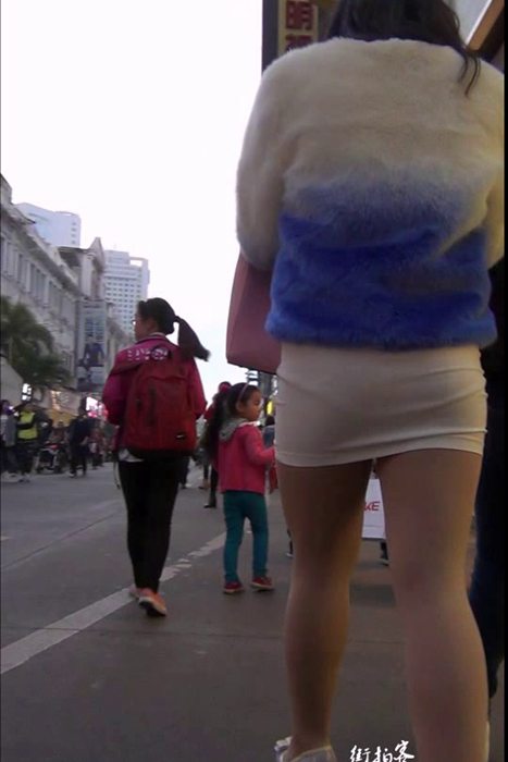 [街拍客视频]jx0654 细高跟超短裙肉丝美女